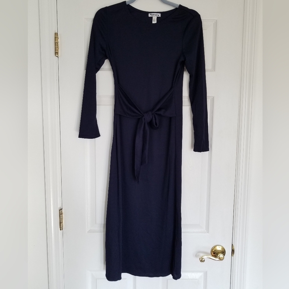 NWOT  Love Ady Long Sleeve Tie Front  Dress Soft Ribbed Size  Small - Picture 1 of 8